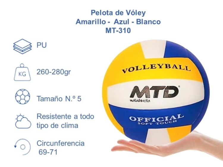 PELOTA PARA VÓLEY TALLA #5 PU MT-310 MTD - Imagen 4