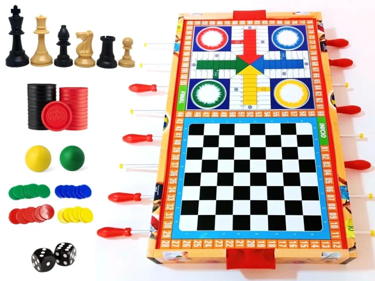 FULBITO DE MESA MANO DE MADERA REVERSIBLE - 5 JUEGOS EN 1 - Imagen 3