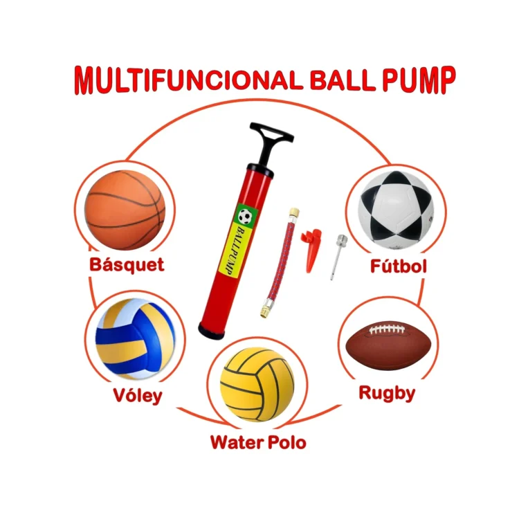 INFLADOR BOMBA DE MANO 28CM BALLPUMP - Imagen 5