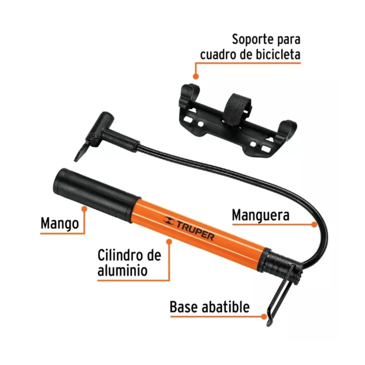 INFLADOR MINI BOMBA DE AIRE 60 PSI TRUPER - Imagen 2