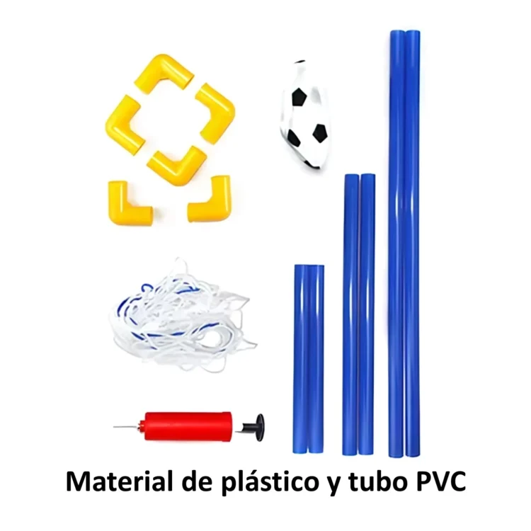 ARCO DE FÚTBOL ARMABLE RESISTENTE PARA NIÑOS CON RED + PELOTA + INFLADOR - Imagen 4