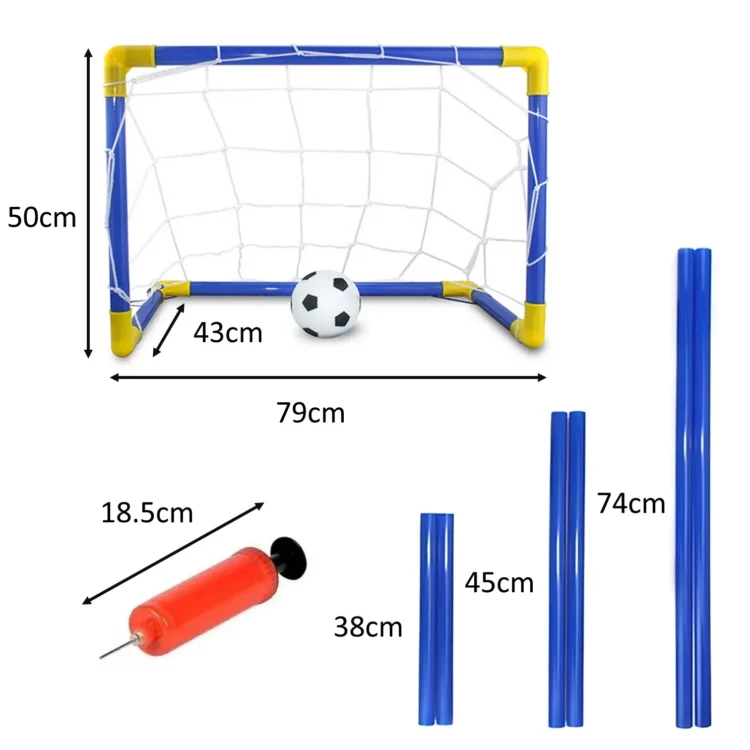 ARCO DE FÚTBOL ARMABLE RESISTENTE PARA NIÑOS CON RED + PELOTA + INFLADOR - Imagen 5
