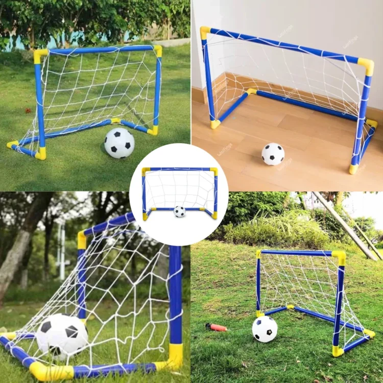 ARCO DE FÚTBOL ARMABLE RESISTENTE PARA NIÑOS CON RED + PELOTA + INFLADOR - Imagen 7