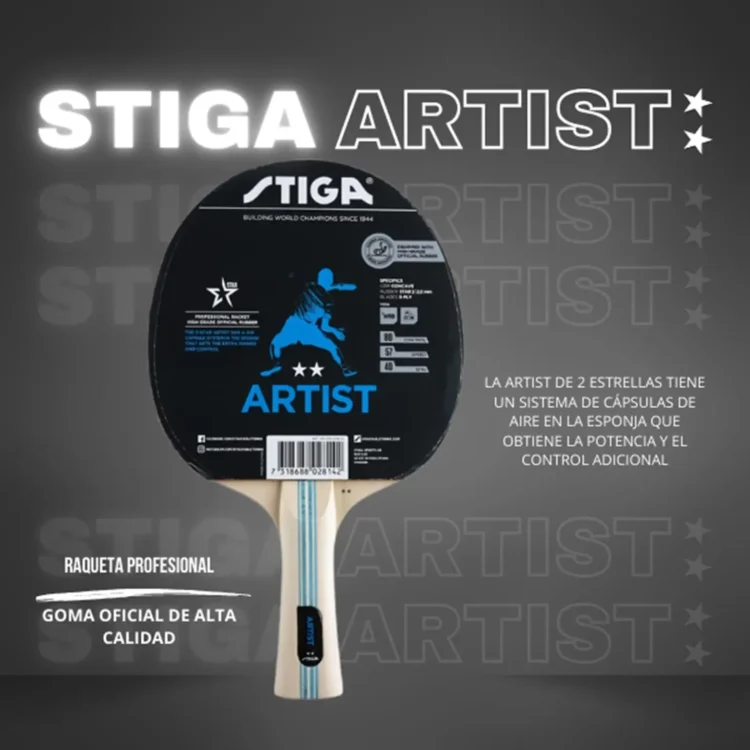 PALETA RAQUETA PARA MESA DE PING PONG 2 ESTRELLAS ARTIST STIGA  - Imagen 7