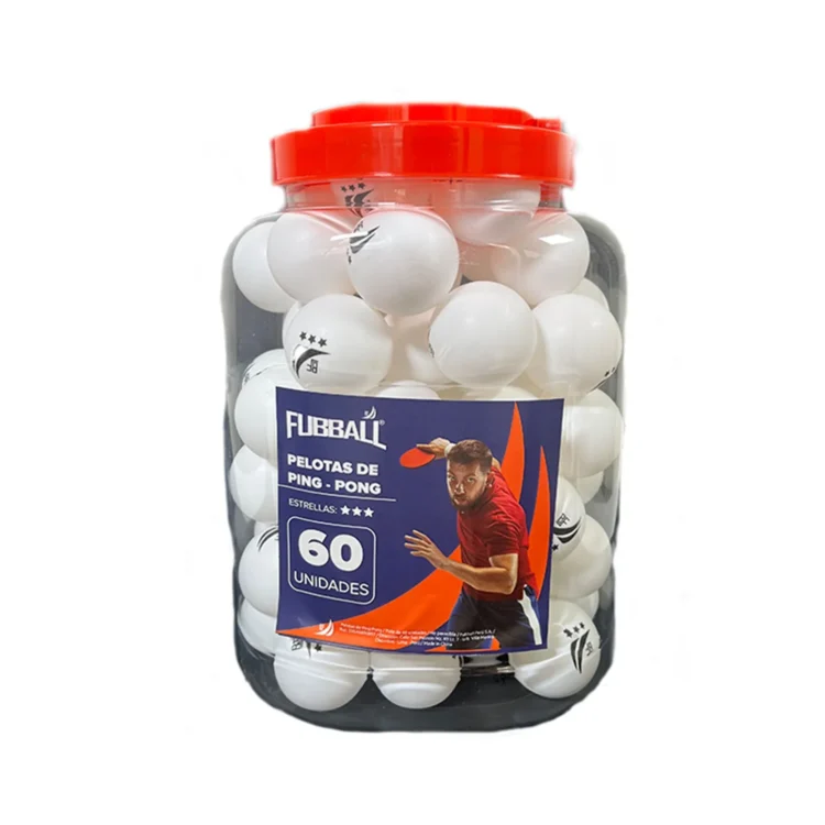 PELOTAS PARA PING PONG 3 ESTRELLAS POTE DE 60 PCS FUBBALL - Imagen 9